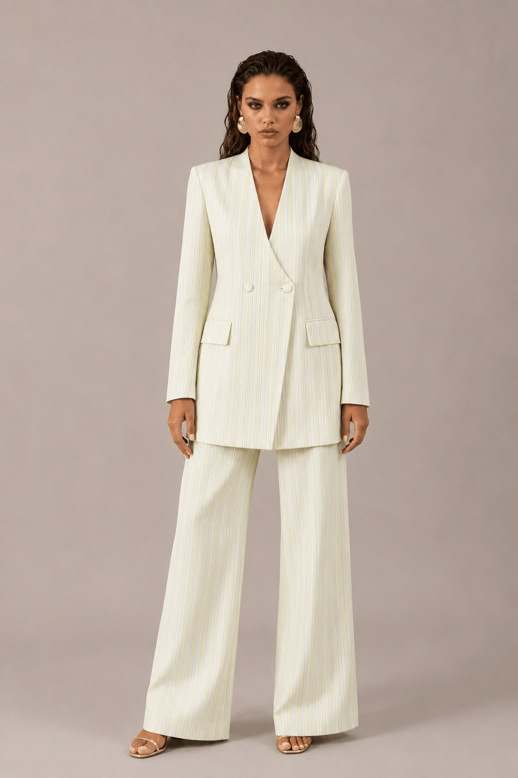 Suit Life White & Lime Pinstripes