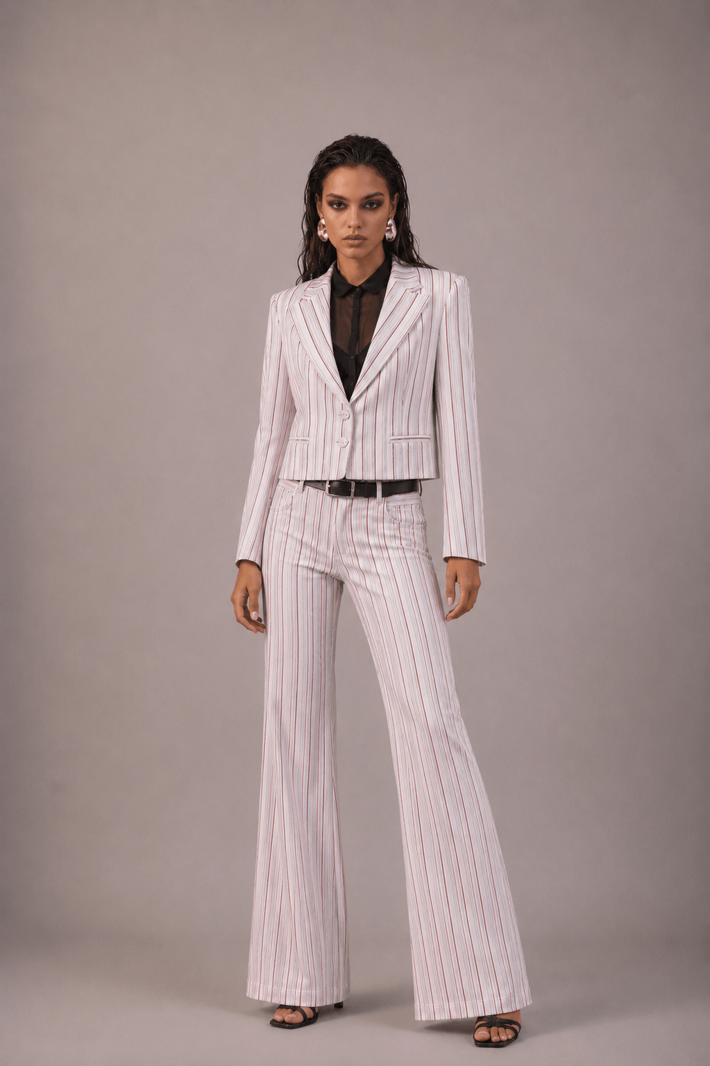 Suit Raw White & Fucsia Pinstripes